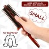 Boao 3 Pieces Boar Bristle Round Brush for Blow Drying Round Hair Brush with Wood Handle Quiff Roller Brush for Women Men (10/12/ 14 Rows)