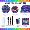 LXlucktim Video Game Party Supplies - 262Pcs Gamer Gaming Birthday Party Decoration For Boys Birthday Party - Table Cover, Utensils, Hanging Swirls, Cupcake, Cake Topper, Balloons Serves 16 Guests