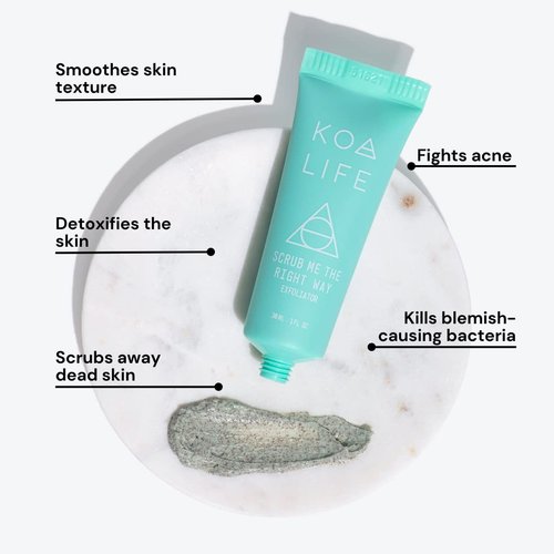 Koa Life Scrub Me The Right Way - Exfoliating Face Scrub, Eucalyptus Exfoliator, Coconut Shell Exfoliating Scrub, Sensitive Skin, Vegan - 15 Ml