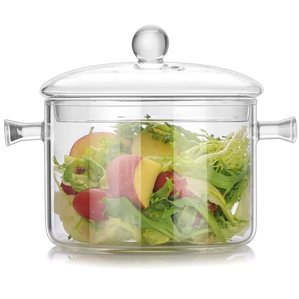 Glass Saucepan with Cover,1.5L/50 OZ Heat-resistant Glass Stovetop Pot and Pan with Lid, The Best Handmade Glass Cookware Set Cooktop Safe for Pasta Noodle, Soup, Milk, Baby Food