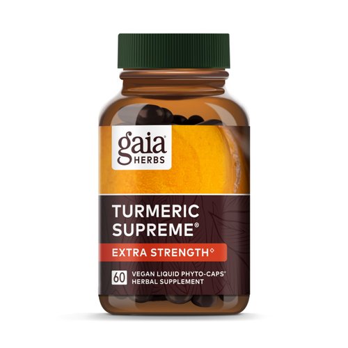 Gaia Herbs Turmeric Supreme Extra Strength - Helps Reduce Occasional Swelling from Normal Wear & Tear - with Turmeric Curcumin & Black Pepper - 60 Vegan Liquid Phyto-Capsules (Up to 60-Day Supply)