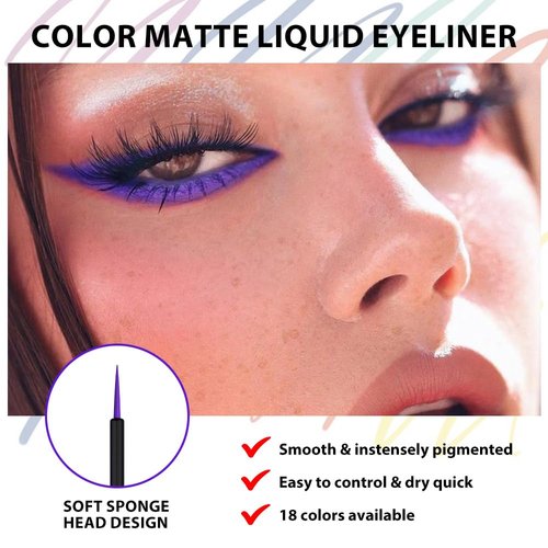 evpct 1Pcs Blue Violet Liquid Eyeliner Waterproof Blue Voilet Eye Liners for Women, Eyes Wing Stamps Shapes Colored Eyeliner delineador de ojos a prueba de agua contra el agua blanco para ojos