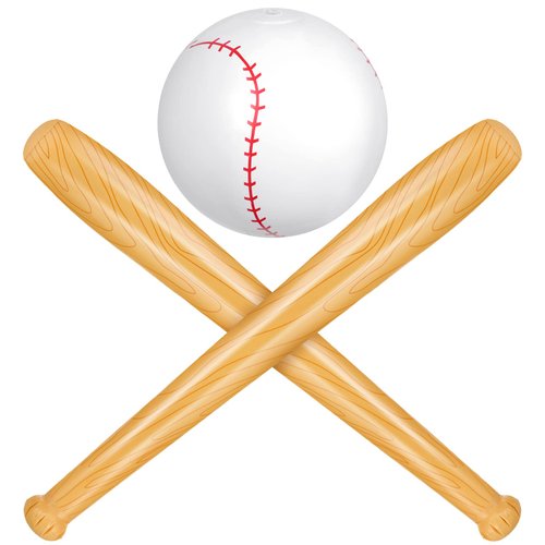 Lewtemi 3 Pcs Set of Baseball Beach Ball Baseball Bat Inflates, Including Beach Ball Baseball and 2 Inflatable Baseball Bat, Kids Baseball Party Favors for Pool Beach(Brown Color)