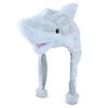 DolliBu Super Soft Grey Fleece Shark Beanie with Ear Flaps - Cute Cosplay Hat for Kids, Teens, Adults - One Size