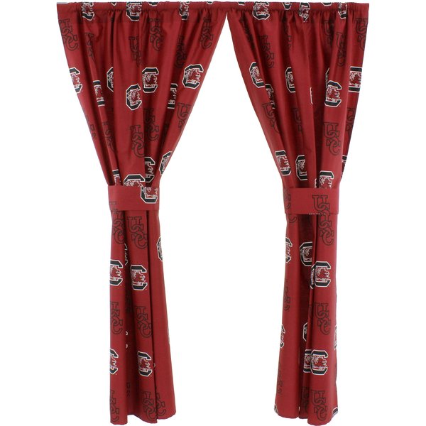 College Covers Everything Comfy South Carolina Gamecocks Curtain Panel Set, 2 Panels, 2 Matching Tie Backs, 42 inches Wide by 63 inches Long