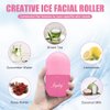 Ice Face Roller, Ice Roller for Face and Eye, Reusable Beauty Ice Facial Roller Massager for Face Skin Care, Silicone Face Ice for Shrink Pore, Remove Fine Lines and Brighten Skin Pink