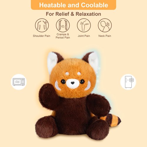 SuzziPals Heatable & Coolable Red Panda Stuffed Animals, Microwave Heating Pads Animal for Cramps & Pain, Red Panda Plushies for Companion, Cute Plushies red panda Lavender Stuffed Animal, Panda gifts