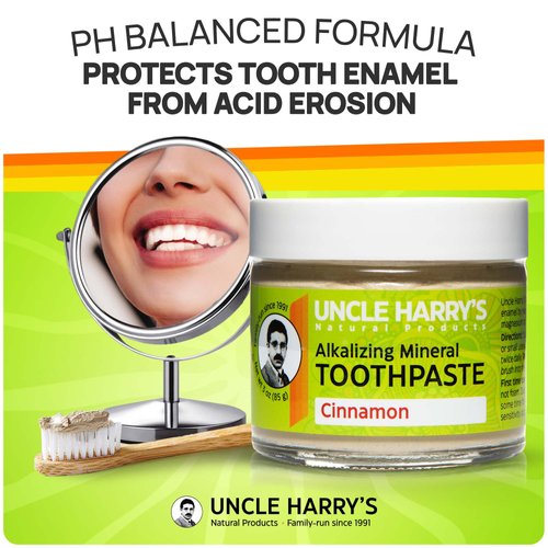 Uncle Harry's Pack of 2 Cinnamon Remineralizing Toothpaste | Natural Whitening Toothpaste Freshens Breath & Promotes Enamel | Vegan Fluoride Free Toothpaste (2 Pack of 3oz Jars)