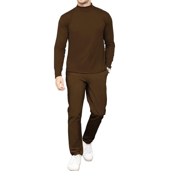 Uni Clau Mens 2 Piece Tracksuit Sweatsuit Jogging Suits Sets Half Turtleneck and Sweatpants Casual Workout Brown XXL