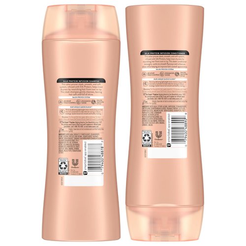 Suave Shampoo and Conditioner Set, Silk Protein Infusion, Sleek & Smooth – Protein Hair Treatment for Dry, Damaged Hair, Detangler, 48H Frizz Control, 12.6 Oz Ea (2 Piece Set)