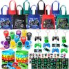 Winrayk Video Game Party Favors Gamer Birthday Supplies for Kids, Non Woven Bag Silicone Bracelet Stamper Glow Sticker Keychain 12 Sets Game on Pinata Filler Goody Bag Stuffer Boys Gaming Party Favors