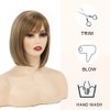 XIUFAXIRUSI XIUFAXIRUSI Highlight Blonde Bob Wigs for White Women Short Straight Bob Wig with Cute Bangs Chin Length Synthetic Wig for Daily,Party Use