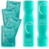 Malibu C Swimmers Wellness Collection - Swimmers Shampoo and Conditioner Set + Hair Mask Packets - Moisturizing, Shine Restoring Hair Care Kit - Protects Hair Discoloration from Pool Elements (6 Ct)