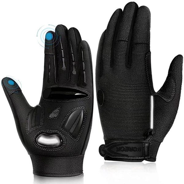 BIKINGMOREOK Cycling Gloves Bike Gloves Biking Gloves for Men Women,Full Finger Mountain Bike Gloves-Black-L