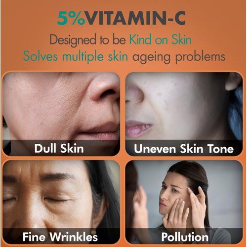 IYASA 5% Vitamin C Serum - Potent Anti-Aging & Skin Brightening Formula with Natural Scent - Boost Collagen, Hydrate & Plump Skin, Dark Spot Reduction, Anti-Wrinkle Facial Serum 30ml