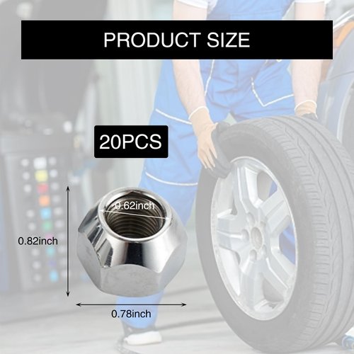 QODOLSI 1/2-20In Car Tire Nut Cap, Open Ended Lug Nuts, Anti-Theft Tire Hole Screws, for Car, Truck, Trailer (20 PCS)
