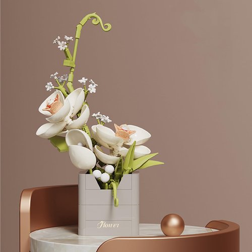 RIESEK Artificial Flower Bouquet Building Set for Adult,Mini Plant Bonsai Tree Friend Set for Girl,Botanical Collection Gift for Kids,Orchid Building Blocks Birthday Gift for Mom Women Wife Girlfriend