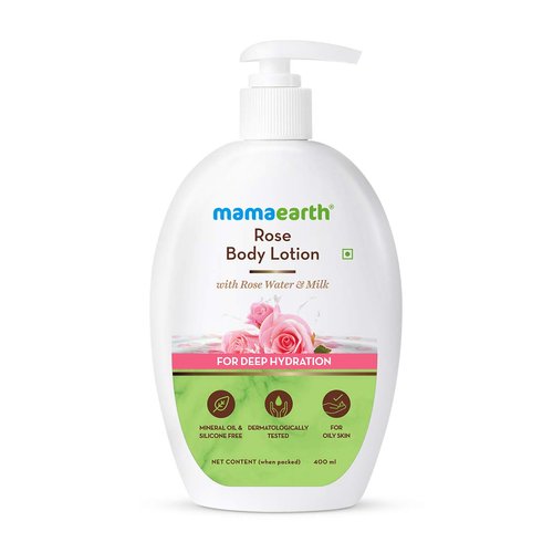 Mamaearth Rose Body Lotion for Oily Skin | Deep Hydration with Rose Water & Milk | Nourishing & Long-Lasting Moisturizer | 13.53 Fl Oz/400 ml