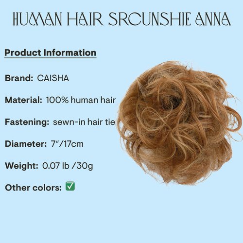 CAISHA 100% HUMAN HAIR Scrunchie Hair Piece Updo Braid Hair Scrunchy Messy Bun Red Blonde Mix H312n