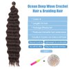 Deep Wave Braiding Hair Color 4 Water Wave Crochet Hair 16 Inch Ocean Wave Crochet Hair for Butterfly Locs Soft Faux Locs French Curl Crochet Braids Curly Crochet Hair Dreadlock Extensions(3 Packs)