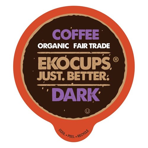 EKOCUPS Organic Dark Roast Coffee Pods, Strong Bold Dark Roast Flavor - USDA Certified Organic - Single Serve Cups for Keurig K Cups Coffee Makers, Box of 40 Recyclable Capsules