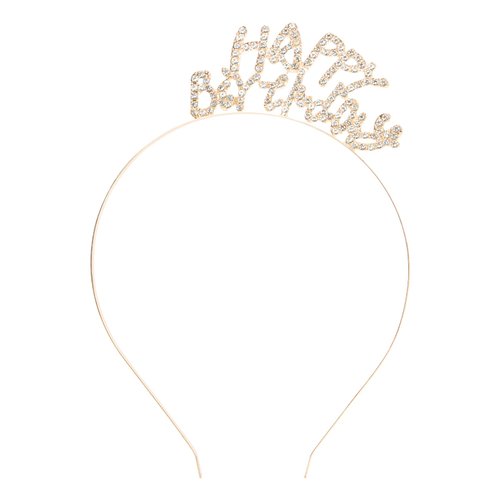 Ondder Gold Happy Birthday Headband for Women Shiny Happy Birthday Crown Tiara for Girls Birthday Girl Headband Rhinestone Happy Birthday Tiara Headband for Birthday Partty Decorations