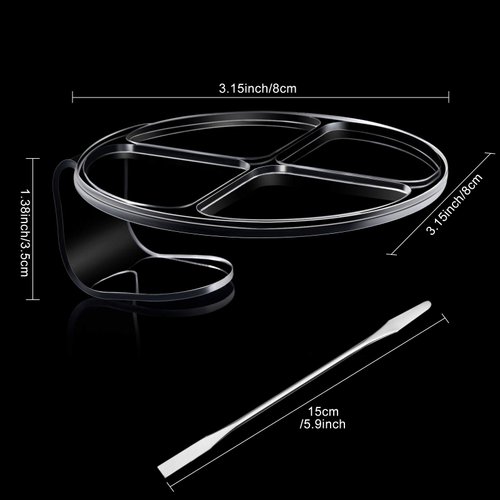 2 Pieces Hand Makeup Mixing Palette Handheld Palette Clear Makeup Cosmetic Palette Nail Art Manicure Palette with 2 Pieces Spatula for Mixing Foundation