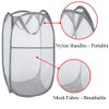 Larpur Popup Mesh Laundry Basket, Collapsible Laundry Hamper Portable Clothes Washing Laundry Hamper with Reinforced Carry Handles for Home, Dormitories, Travel, Apartments (Grey)