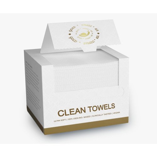 GoldSnailRX - Disposable Face Towels (50 Counts) - Biodegradable Ultra Soft & Thick - Lint-Free Makeup Remover Wipes for Sensitive Skin - PureSoft Towelettes for Skincare - Eco-Friendly Dry Wipes