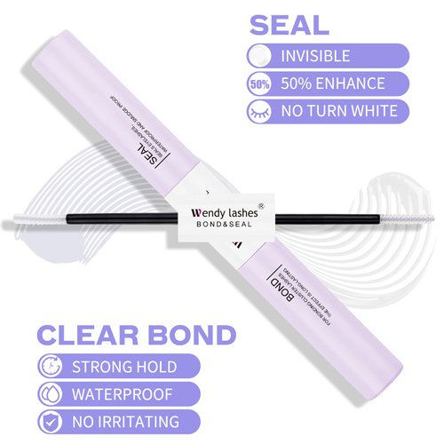 Lash Bond and Seal Waterproof 2 in 1 Cluster Eyelash Glue Strong Hold All Day Wear DIY Lash Extensions Glue Suitable for Sensitive Eyes-Clear