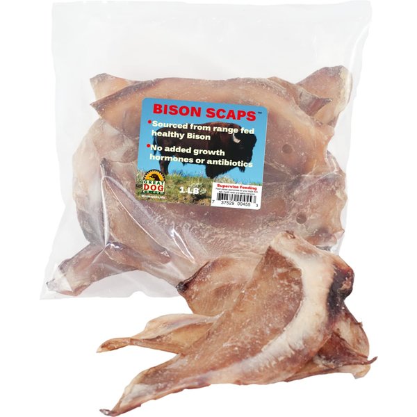 Great Dog Bison Scaps - 1 LB Bag (Approximately 10-11 Pieces) - Sourced & Made in USA - Bison Scapula Chews, Bison Treats for Dogs, Bison Chews for Dogs, bison scapula for dogs, long-lasting dog chews