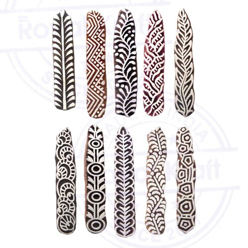 Mehndi Print Blocks Stylish Border Pattern Wooden Stamps (Set of 10)