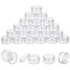 BENECREAT 30 Pack 1.47"x0.78" (10ml) Empty Clear Plastic Bead Storage Container jar with Rounded Screw-Top Lids for Beads, Nail Art, Glitter, Make Up, Cosmetics and Travel Cream