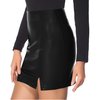 MANGOPOP Women's Basic High Waist Faux Leather Bodycon Mini Pencil Skirt Black