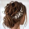 Bride Wedding Hair Comb Pearl Flower Hair Piece Rhinestone Bridal Hair Accessories for Women (Silver) Christmas