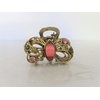Generic Small bow shaped jeweled antique bronze hair claw clip Set A (Primary color: Pink), 1 Count (Pack of 1)