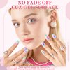 GLAMERMAID Tie Dye Press on Nails Medium Square, Ombre Green Pink Purple Spring Fake Nails Short, Summer Macaron Color Glue on Nails for Women Gift, Glossy Gel False Nail Kits Acrylic Stick on Nails