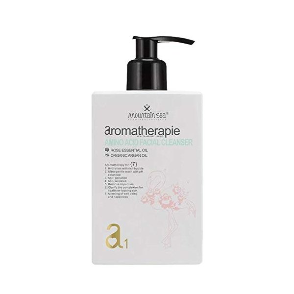 Aromatherapie Amino Acid Facial Cleanser/Organic Argan Oil & Rose Essential Oil- Free paraben, sulfate, gluten & pigment. 200 ml. 6.76 fl. oz.