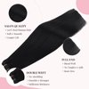 MAXITA Sew in Human Hair Extensions Jet Black Weft Hair Extensions Real Human Hair 100g 16 Inch Silky Stright Double Weft Black Hair Weft Extensions Sew in Real Hair Extensions