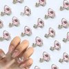 60pcs Planet Nail Charms Y2K Nails Design - Sliver Cross Nail Art Charms and Gems, 3D Chrome Nails White Pink Saturn Shape Shiny Rhinestones Nail Supplies, Crystal Acrylic Charm for Women