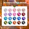 Beetles 20 Colors Cat Eye Gel Nail Polish Set with Base Gel and Matte Glossy Top Coat, Nude Pink Green Blue Gel Polish Lush Velvet with Magnet Soak Off LED Nail DIY Art Home Salon Gifts for Women