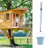 FUQUN Treehouse Accessories for Kids,Pulley with Bucket Cable, Kids Playhouse Accessories, Pulleys for Kids, Pirate Ship Accessories Outdoor, Playhouse Game Accessories, Bucket for Treehouse (Blue)