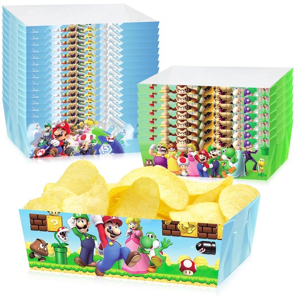 Mario Party Supplies, Mario Birthday Party Decorations, Mario Party Plates Mario Party Paper Trays, Nacho Paperboard Hot Dog Popcorn