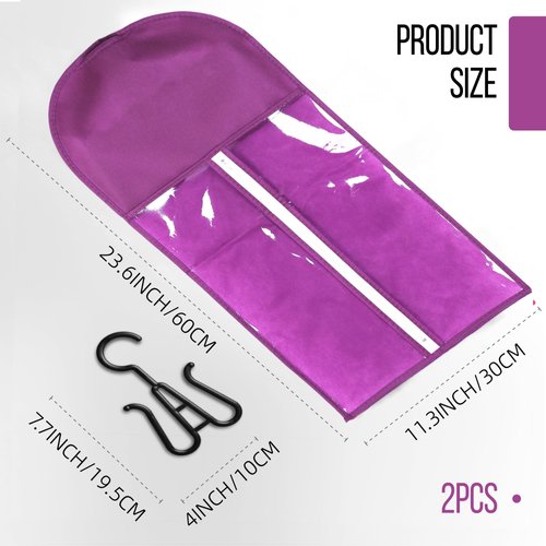 Wig Storage Dust-proof Wig Bag Hair Extension Holder 2PCS Waterproof Hair Extension Storage Wig Holder for Multiple Wigs Bags Storage with Hanger Wig Stand Hair Extensions, Wigs & Accessories (Purple)
