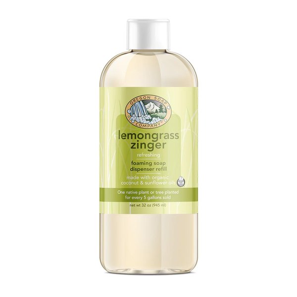 Oregon Soap Company - Hand Soap, Hand Soap Refill, Foaming Hand Soap Refill, Castile Soap Made with USDA Certified Organic Oils (32 Fl Oz, Lemongrass Zinger)