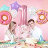 Dripykiaa 6 Pcs Donut Balloon Bouquet 40” Pink One Year Old Balloon Set for First Birthday Donuts Foil Helium Balloons Sweet One Donut Birthday Party Decorations Party Supplies Backdrops for Girls