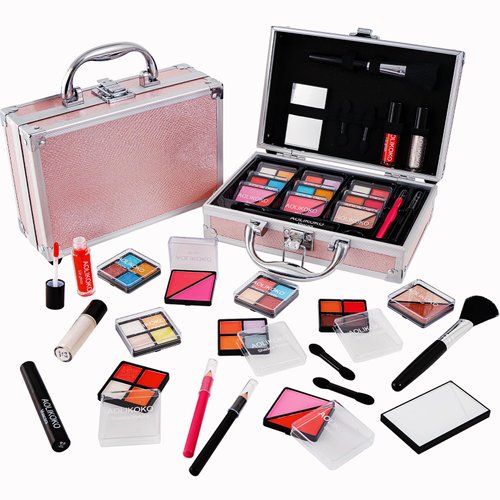 AOLIKOKO Makeup Kit for Teenager & Women Full Kit, All in One Makeup Set With The Small Cosmetic Train Case, Professional Makeup Kit, Makeup Gift Set for Women Girls (pink)