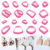 COMNICO Polymer Clay Cutters Kit 18 Different Shapes for Women Earring Polymer Clay Jewerlry Making Tools Plastic Clay Earring Hooks Cutters Sculpting Tools(Pink)
