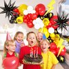 120 Pcs Red Black Yellow balloon garland Arch Kit, Lightning Print Balloons for Cartoon Ball Themed Birthday Party Decorations Boys Girls Gatherings Party Supplies