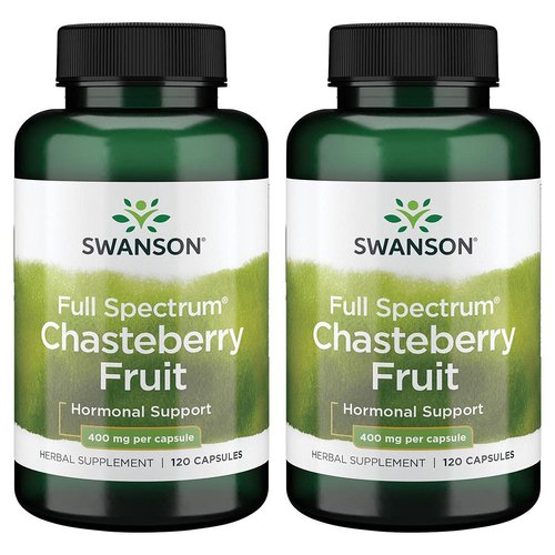 Swanson Chasteberry Fruit - Herbal Supplement Promoting Women's Health & Menopausal & Menstrual Support - May Support Balance & Skin Health - (120 Capsules, 400mg Each) 2 Pack